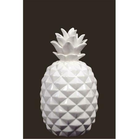 URBAN TRENDS COLLECTION 6 x 11.5 x 6 in. Ceramic Pineapple Figurine, Gloss Finish - White, Small 43049